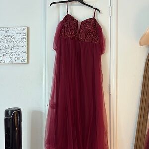Elegant Burgundy Sequin Gown